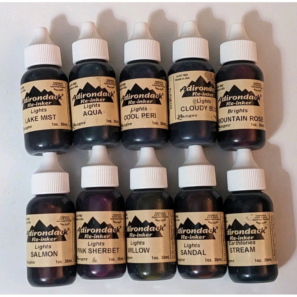 10 Ranger Adirondack Re-inker Bottles Ink Large 1oz & 10 Dye Pads READ - Picture 6 of 6